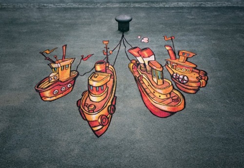 unknowneditors:  Mobile Phone Company Advertises With Whimsical, Orange-Colored Street Art So Design has created most of the images and illustrations used in mobile phone company Orange’s marketing materials since 2000. In its latest campaign for