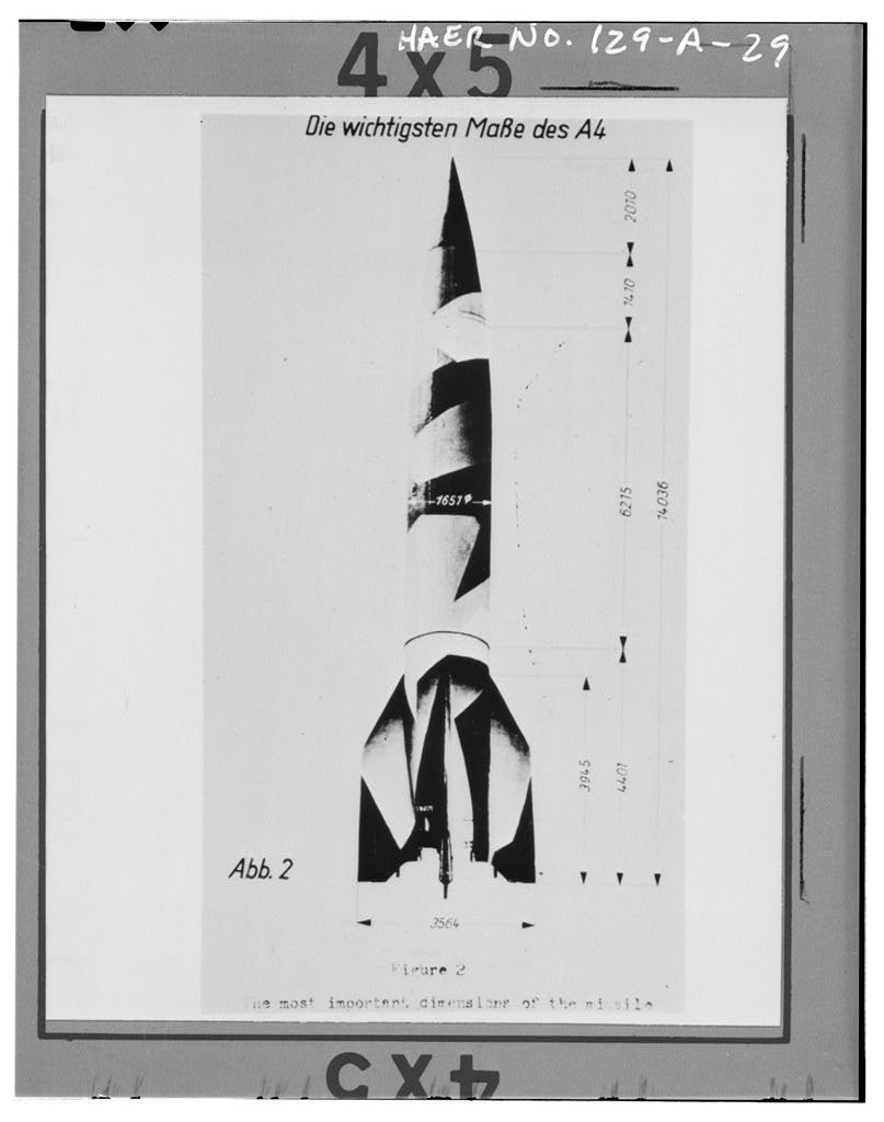 gunsandposes-history:  The dimensions of the A-4 missile, aka the dreaded V-2 rocket,