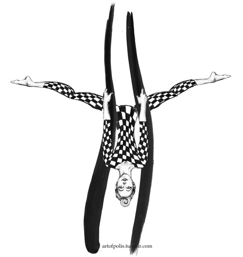 artofpolis:Aerial dancer, detail from Circus, by Paulina Sieczkowska, 2014pencil and inkołówek i tus