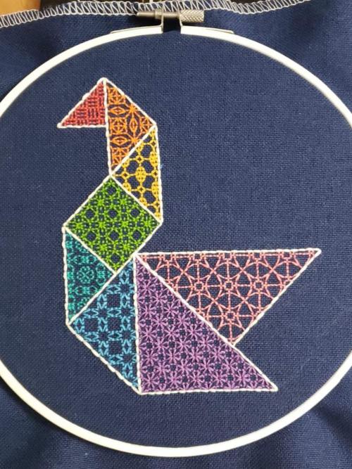 crossstitchworld: Blackwork Bird Tangram, pattern by The Steady Thread by phtevenofthesea