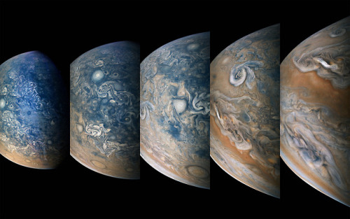 Changing perspective: Striking atmospheric features in Jupiter’s northern hemisphere are captured in