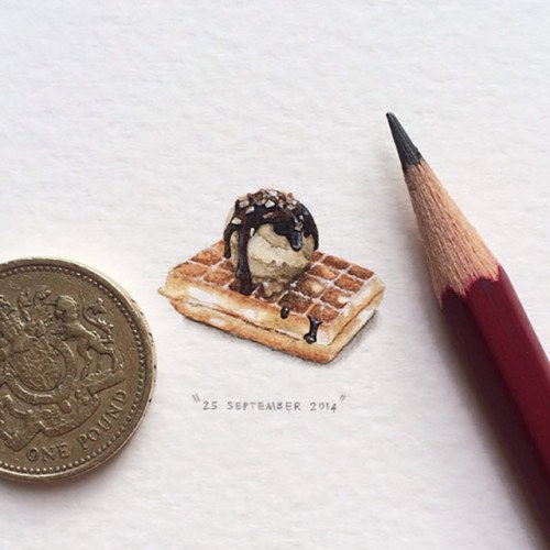 asylum-art-2:  Miniature Watercolor Painting of  Lorraine Loots   					 					 					 				The miniature paintings of the South African artist Lorraine Loots, who for her 365 Postcards for Ants project  decided to create a miniature painting a day for