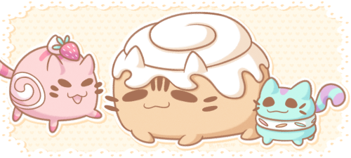 A Dessert Pusheen and her two childrenInstagram || Twitter || Commissions || Kofi