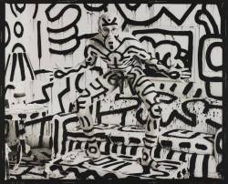 colin-vian:   Annie Leibovitz ,Keith Haring, New York, 1986   KH got the juice