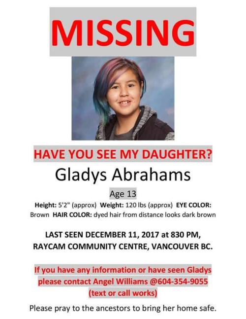 allthecanadianpolitics: allthecanadianpolitics:  13 year old girl missing from the Strathcona neighb