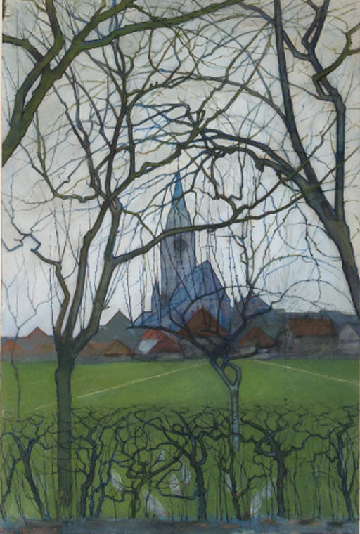 poboh:  Village Church (De Jacobskerk in Winterswijk), Piet Mondrian. Dutch (1872