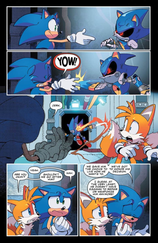 It would be nice if Classic Metal Sonic will start to learn about  friendship and beauty of life, while Modern Metal will find himself in  loneliness, hatred and obsession to beat Sonic