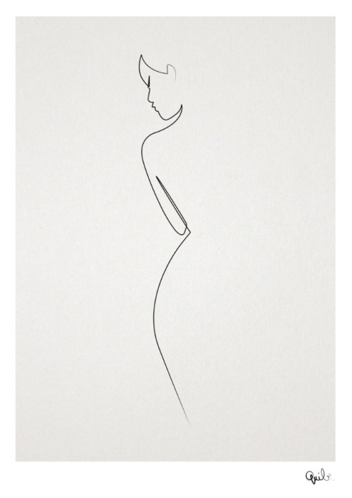Quibe aka Christophe Louis Quibe (French, based in Colombes, France) - One Line Nude  Drawings 