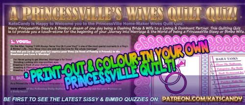 NEW: PRiNCESSViLLE (SiSSY &amp; BiMBO) WiVE&rsquo;S QUiLT QUiZ!16 Questions &amp; 16 Qui