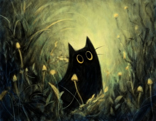 figdays:    Forest Kitty  Art Print //  OkCassinArt