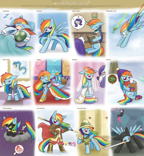 mlpfim-fanart:  Clothe meme RainbowDash by HowXu    ^w^