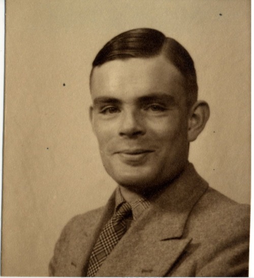 almaviva90:   Alan Turing posing for his passport photograph, c. 1930s - c. 1940s (from the archives of King’s College, Cambridge)  It’s always sad to remember how such a great man’s life was needlessly cut short but at least we can get a small