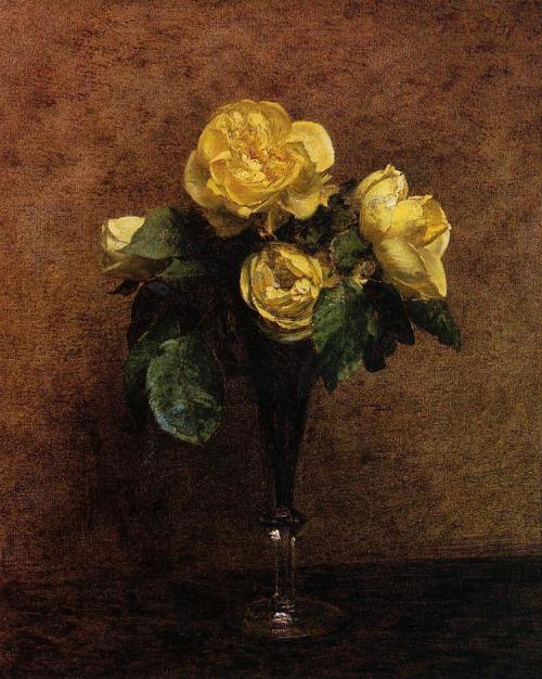  Henri Fantin-Latour - Flowers Roses Marechal Neil (1883) 