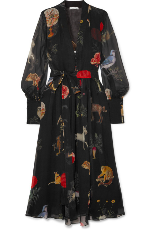 chandelyer: Oscar de la Renta enchanted forest silk midi dress