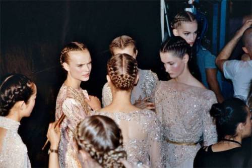 Models backstage before the show