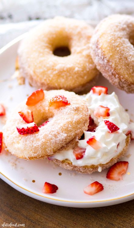 daily-deliciousness: Strawberry shortcake donuts @baker-bucky-anon I need these right now. Will you 