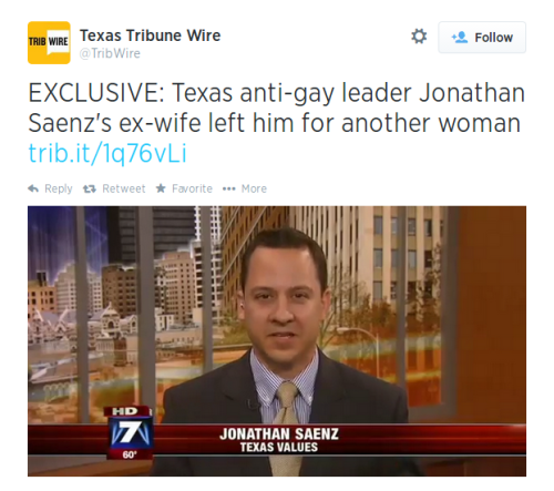 generalbriefing:quickhits:Texas anti-gay leader Jonathan Saenz’s ex-wife left him for another woman.