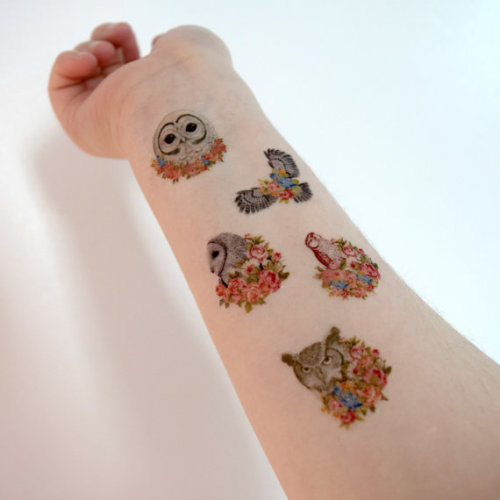 owl temporary tattoos // $5.39