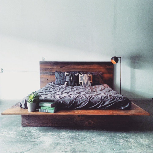 Modern platform bed with headboard