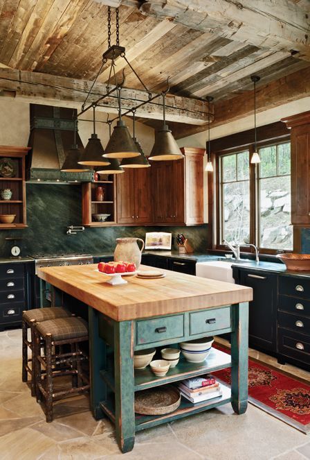 Country rustic kitchen islands