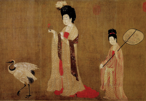 周昉 - 簪花仕女图 （辽宁博物院藏） by Zhou Fang (Tang Dynasty)