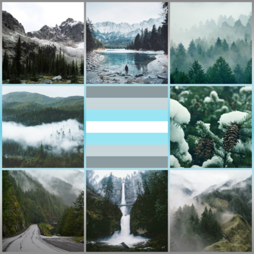 queerlobby - Demiboy aesthetic with mountains and pine forests...