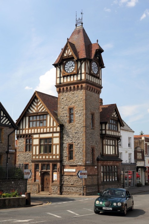 britishdailyphoto: Ledbury Library and a British Racing Green Jaguar