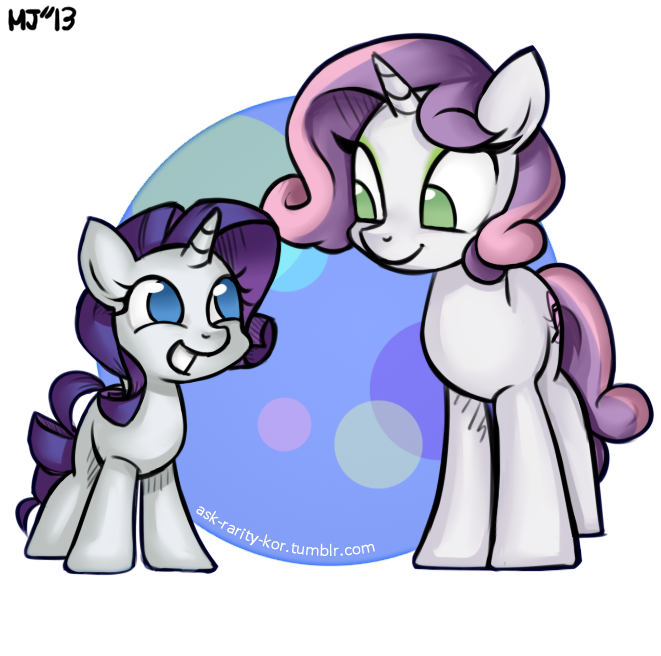 pia-chan:  ask-rarity-kor:  Filly Rarity and Mare Sweetie belle!! i think they are