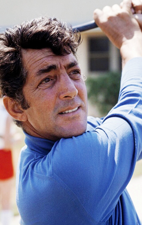 jerrylevitch: Dean Martin practicing his golf swing on the set of The Ambushers, 1967.