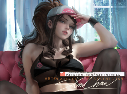 sakimichan:   older Hilda /touko! spicy variant! nsfw set psd,hd jpg, video process !etc-https://www.patreon.com/posts/35933140  