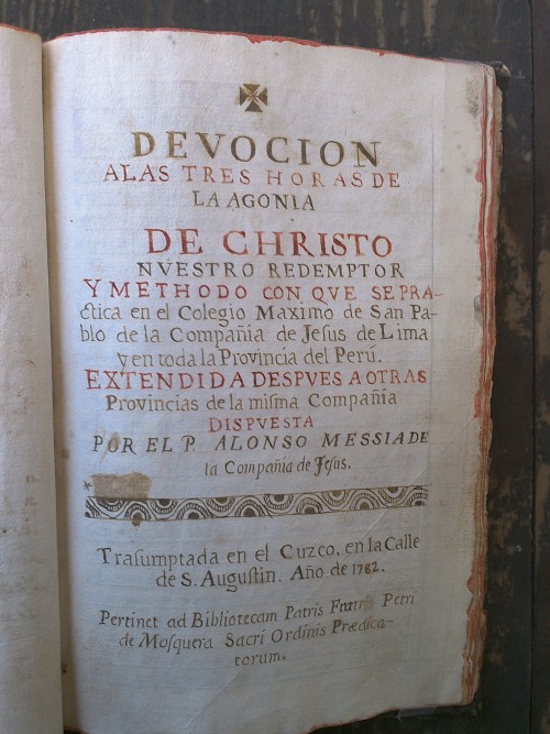 Prior to the printing press in Cusco, PeruThe printing press did not come to Cusco until the 1820s. 