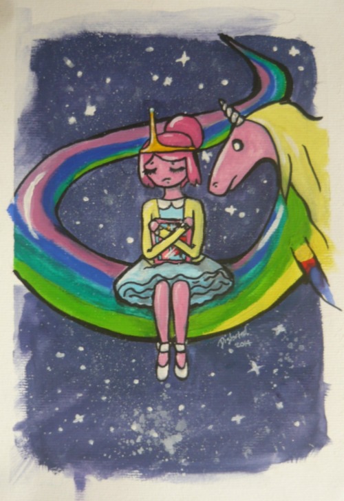 distorteddaydream: Princess Bubblegum Gouache and pen on watercolour paper.