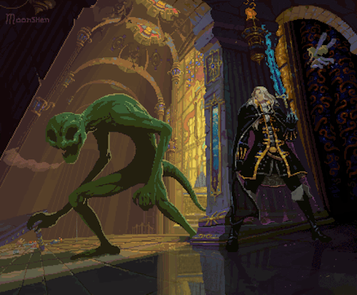 the2dstagesfg:Alucard and Lord Olrox in Olrox’s Quarters from Castlevania Symphony of the Night.Auth