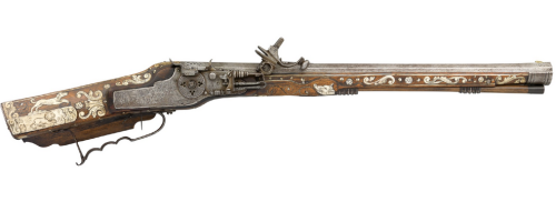 A bone decorated German wheellock musket signed “Christian Reich in Osterweick”.  Dated 