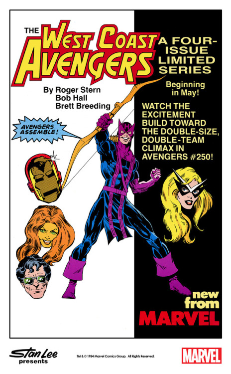 themarvelproject:Marvel promo poster for the West Coast Avengers Limited Series (1984) with art by B