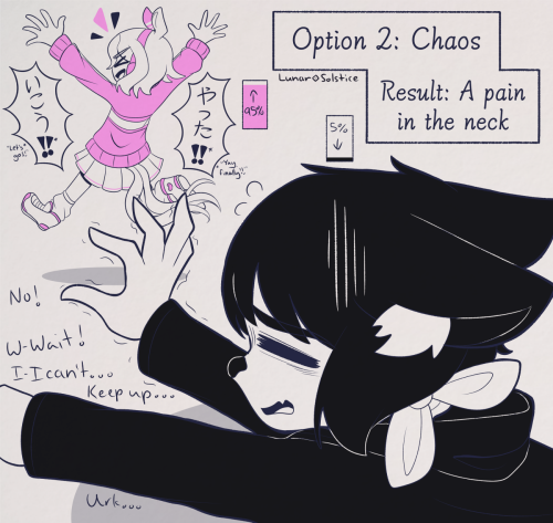 Option 2: Chaos. Summer, happy to be fronting at 95% energy, immediately runs off. Apollo, at 5%, is begging her to wait. Result: A pain in the neck.