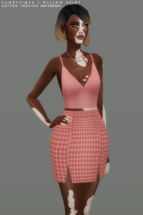 candysims4:candysims4:WILLOW SKIRTA mini skirt with side cuts.I couldn’t choose which textile textur