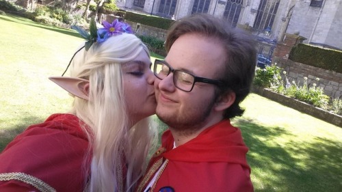 Please look at how cute my husband @glacial-coyote and I’s Lup and Barry cosplay was today 