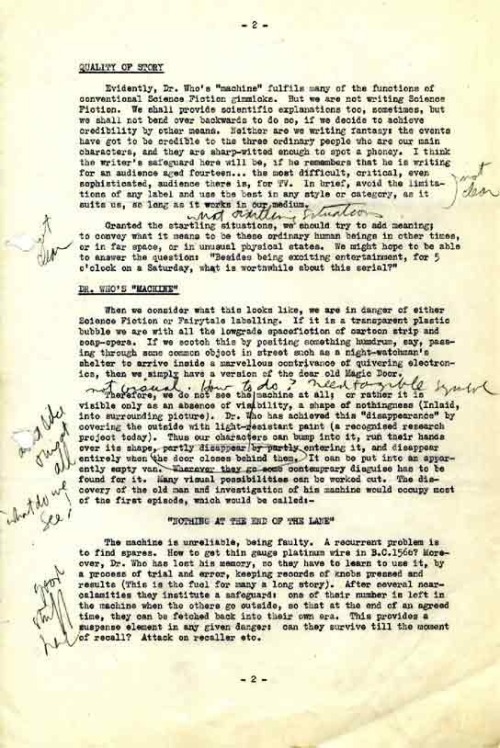 lumos5000:  Here, have some original notes on the “Doctor’s Machine” aka our beloved TARDIS. You are very welcome.