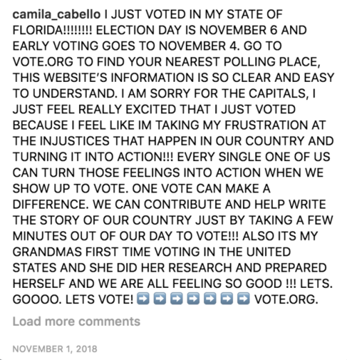 camila_cabello I JUST VOTED IN MY STATE OF FLORIDA!!!!!!!! ELECTION DAY IS NOVEMBER 6 AND EARLY VOTI
