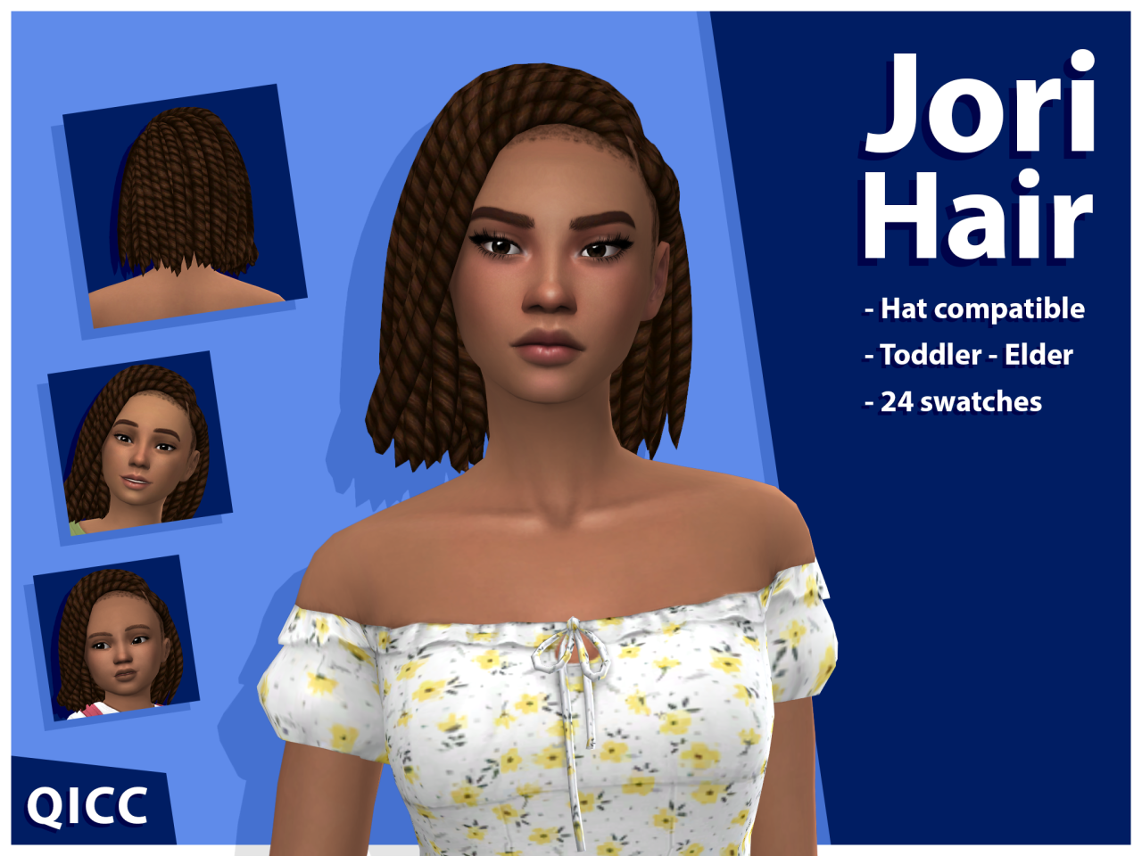 qicc:Jori HairA bob twist braids hairstyle.Base game compatibleHat ...