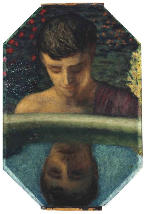 Narcissus    -    Franz von Stuck, 1926.German, 1863-1928Oil on panel, 52 x 37 cm.