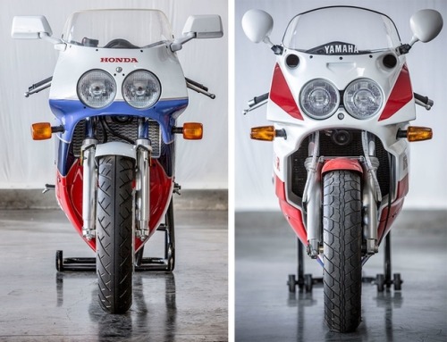 itsbrucemclaren: —-1990 Honda VFR750R RC30 and 1991 Yamaha FZR750RT OW01.” —-