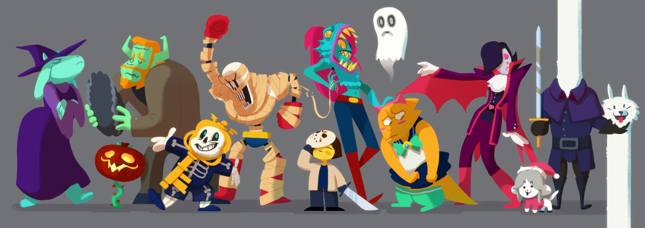 art-calavera:  Have a very spooktastic Undertale Halloween!!Full size over here!