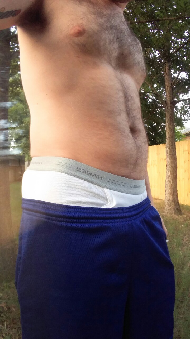 allthingsunderwear11:  Out in the back yard 