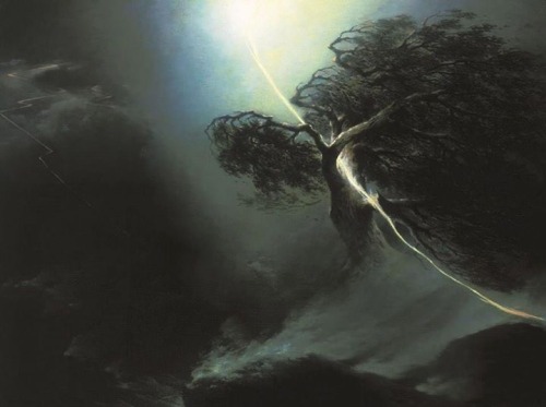 starxgoddess:Maxim Vorobiev Oak fractured by a lightning (Allegory on the artist’s wife death), 1842