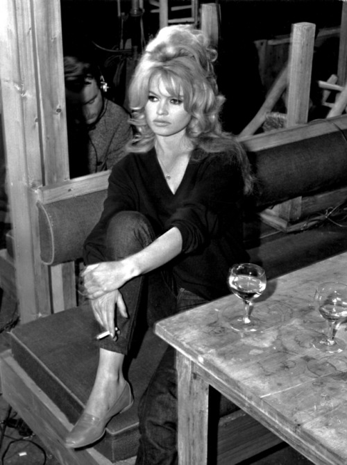 Brigitte Bardot during the filming of La vérité (English: The Truth), 1960.