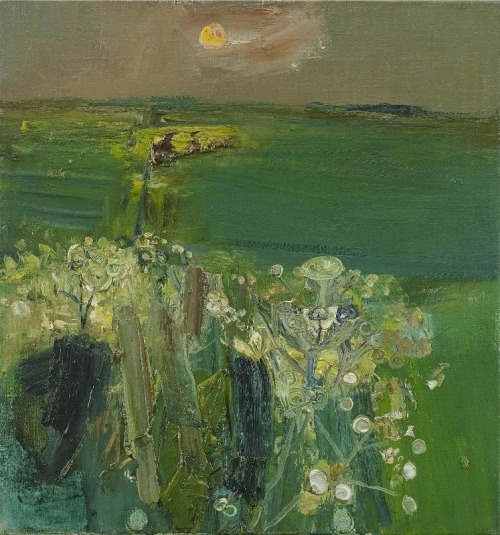 Joan Eardley (British, 1921-1963) - Green Fields at Sunsetoil on canvas