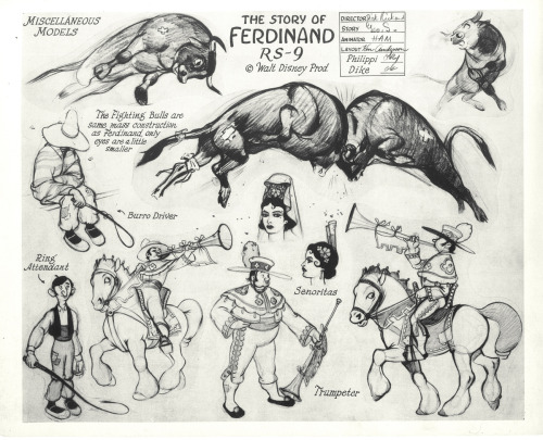 the-disney-elite:Original model sheets from Walt Disney’s Ferdinand the Bull (1938).