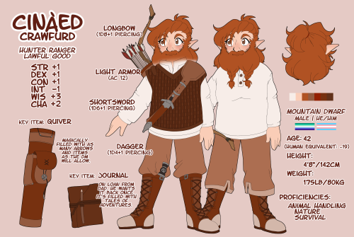 theguineapig3: I finally made a proper reference/visual character sheet for my boy!! (The party has 